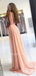 Deep V Neck Mermaid Beaded Pink Long Evening Prom Dresses, Cheap Custom Prom Dresses, MR7454