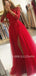 A-line See Throuth Long Sleeves Tulle Side Slit Long Lace Evening Prom Dresses, Cheap Custom V Neck Prom Dress, MR7505