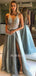 Sexy See Throuth V Neck A-Line Beaded Long Backless Evening Prom Dresses, Cheap Custom prom dresses, MR7546