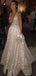 A-line See Throuth Deep V Neck Sparkly Long Evening Prom Dresses, Wedding  Dresses, MR7600