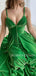 Women's Spaghetti Straps Green Velvet Vintage Long Evening Prom Dresses, Cheap Custom Prom Dresses, MR7640