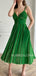 Women's Spaghetti Straps Green Velvet Vintage Long Evening Prom Dresses, Cheap Custom Prom Dresses, MR7640