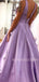 A-line Yellow Satin V Neck Long V-back Evening Prom Dresses, Cheap Custom prom dresses, MR7646