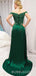 Off Shoulder A-line Appliques Green Satin Beaded Long Evening Prom Dresses, Cheap Custom Prom Dresses, MR7672