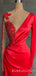 Mermaid Red Satin V-neck Appliques Long Evening Prom Dresses, Cheap Custom prom dresses, MR7705