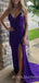 Mermaid Purple Sequin Spaghetti Straps Long Evening Prom Dresses, Cheap Custom Prom Dresses, MR7796