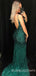 Mermaid Dark Green Beaded Spaghetti Straps Long Evening Prom Dresses, Cheap Prom Dress, MR7806