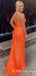 Orange Sequin Mermaid Long Evening Prom Dresses, Cheap Custom Prom Dresses, MR7849