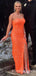 Orange Sequin Mermaid Long Evening Prom Dresses, Cheap Custom Prom Dresses, MR7849