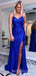 Royal Blue Sequin Mermaid Spaghetti Straps Long Evening Prom Dresses, Cheap Custom Prom Dresses, MR7851