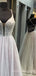 A-line Grey Tulle Beaded Long Evening Prom Dresses, Cheap Custom Prom Dress, MR7870