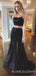 Two Pieces Black Tulle Sparkly Long Evening Prom Dresses, Cheap Custom Prom Dress, MR7900