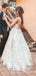 A-line White Lace Spaghetti Straps Long Evening Prom Dresses, Cheap Custom Prom Dress, MR7907