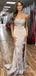 Mermaid Satin Strapless Appliques Long Evening Prom Dresses, Cheap Custom Prom Dress, MR7944