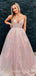 A-line Pink Sequin Spaghetti Straps Long Evening Prom Dresses, Cheap Custom Prom Dresses, MR7966