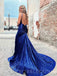 Royal Sequin Mermaid Spaghetti Straps Long Evening Prom Dresses, Cheap Custom Prom Dresses, MR7999