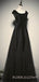 A-line Black Satin Sequin Scoop Long Mermaid Evening Prom Dresses, Cheap Custom Prom Dress, MR8041