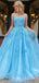 A-line Yellow Tulle Spaghetti Straps Appliques Long Evening Prom Dresses, MR8049