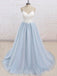 Spaghetti Straps Sweep Train Backless Light Blue Tulle Long Evening Prom Dresses, Cheap Custom Prom Dress, MR8052