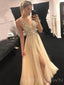 See Through V-neck Yellow Tulle Beaded Long Evening Prom Dresses, MR8055