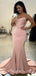 Pink Satin Mermaid Strapless Long Sweetheart Evening Prom Dresses, Cheap Custom prom dresses, MR8070