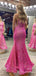 Mermaid One Shoulder Red Sequin Long Sparkly Evening Prom Dresses, MR8160