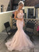 Spaghetti Straps Dusty Pink Mermaid Long Sweetheart Evening Prom Dresses, MR8161