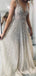 Sexy Deep V Neck Heavy Beaded A-line Long Evening Prom Dresses, MR8163