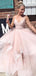 A-line Tulle Spaghetti Straps Long V neck Evening Prom Dresses, MR8171