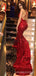 Red Sequin Long Mermaid Evening Prom Dresses, Spaghetti Straps Sparkly Custom Prom Dress, MR8201