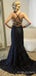 Black Tulle Appliques Mermaid Long Evening Prom Dresses, Spaghetti Straps Custom Prom Dress, MR8220