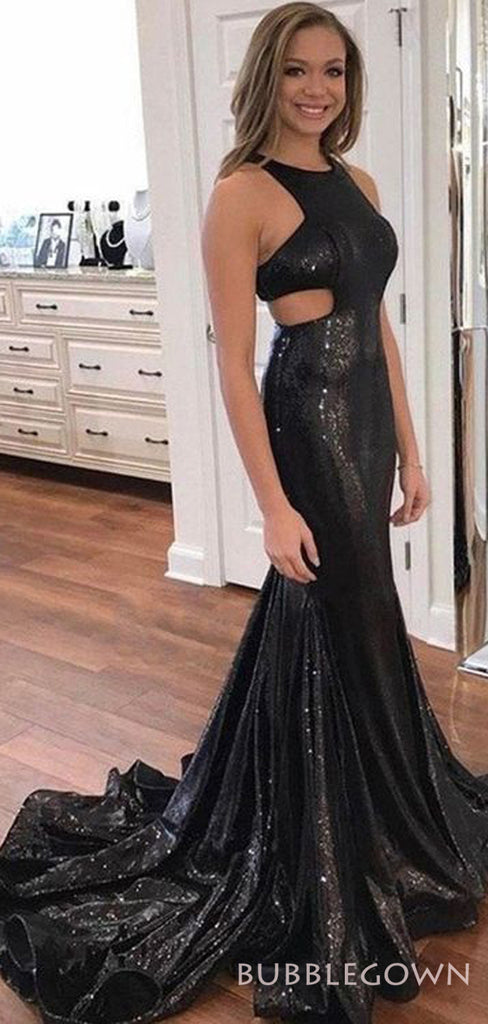 Mermaid Black Long Evening Prom Dresses, Backless Custom Prom Dress, MR8221