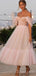 Off Shoulder Pink Tulle Long Evening Prom Dresses, A-line Custom Prom Dress, MR8242