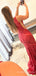 Mermaid Red Sequin Long Evening Prom Dresses, One Shoulder Custom Prom Dresses, MR8256