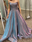 A-line Sparkly Long Evening Prom Dresses, Spaghetti Straps Backless Custom Prom Dresses, MR8259