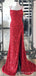 Red Sequin Mermaid Long Evening Prom Dresses, Spaghetti Straps Custom Prom Dresses, MR8260