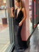 Sexy Deep V Neck Black Sequin Long Evening Prom Dresses,Mermaid Halter Custom Prom Dresses, MR8272