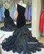 One Shoulder Mermaid Tulle Velvet Long Prom Dresses GDW111