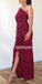 Popular Red Straight Across Long Bridesmaid Dresses  BMD032