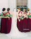 Elegant Halter Burgundy Chiffon Long Bridesmaid Dresses, BMD048