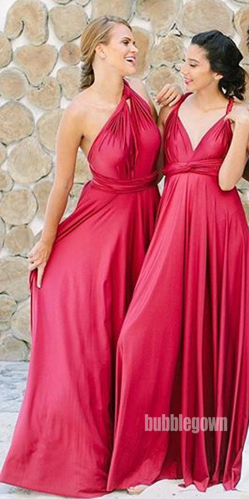 A-line Convertible Wedding Party Long Bridesmaid Dresses GDW105