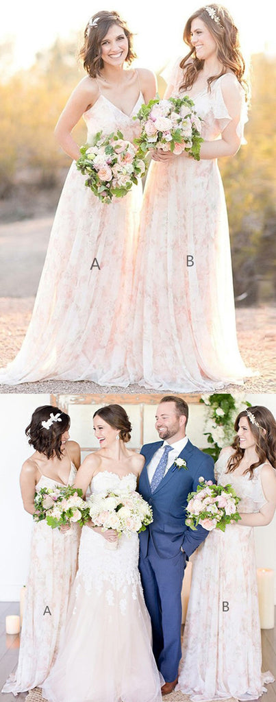 Charming Unique Romantic A Line Long Wedding Bridesmaid Dresses, BGP284 - Bubble Gown