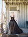 Black Applique Tulle Elegant Cheap Evening Long Prom Dress Ball Gown, BG51495 - Bubble Gown