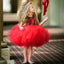 Popular Cute Red Sequin Tulle Short Cheap Flower Girl Dresses, FGS122