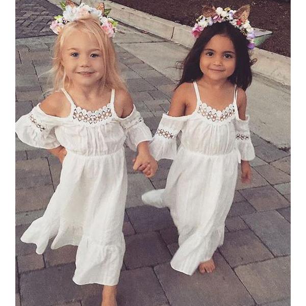 Lovely Short Sleeves Pretty Cheap Long Flower Girl Dresses, FD001