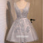 Pretty V-neck Flower Prints Tulle Short Homecoming Dresses HDY007