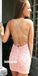 Spaghetti Strap Backless Lace Short Homecoming Dresses DSA122