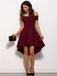 Burgundy Off the Shoulder High Low Simple Cheap Homecoming Dresses, BH102 - Bubble Gown