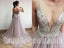 Charming V Neck Side Split Tulle V Back Affordable Long Prom Dress, BGP064 - Bubble Gown