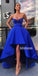 Royal Blue High Low A Line Sleeveless Long Prom Dresses GDW109